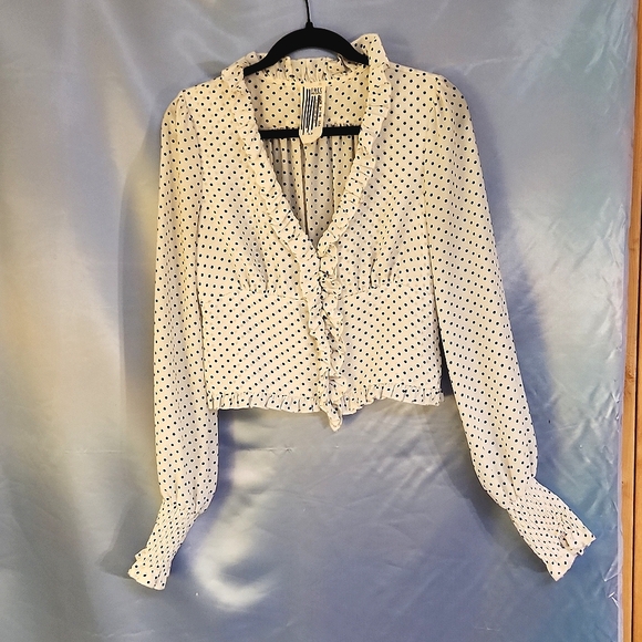 Free People Tops - *EUC* VTG Free People Womens Polka Dot Blouse. Sz S.P